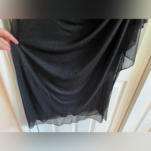 Women's Formal Dress - Ruched Side Glitter Mesh Gown by Alex Evenings - Picture 6 of 14